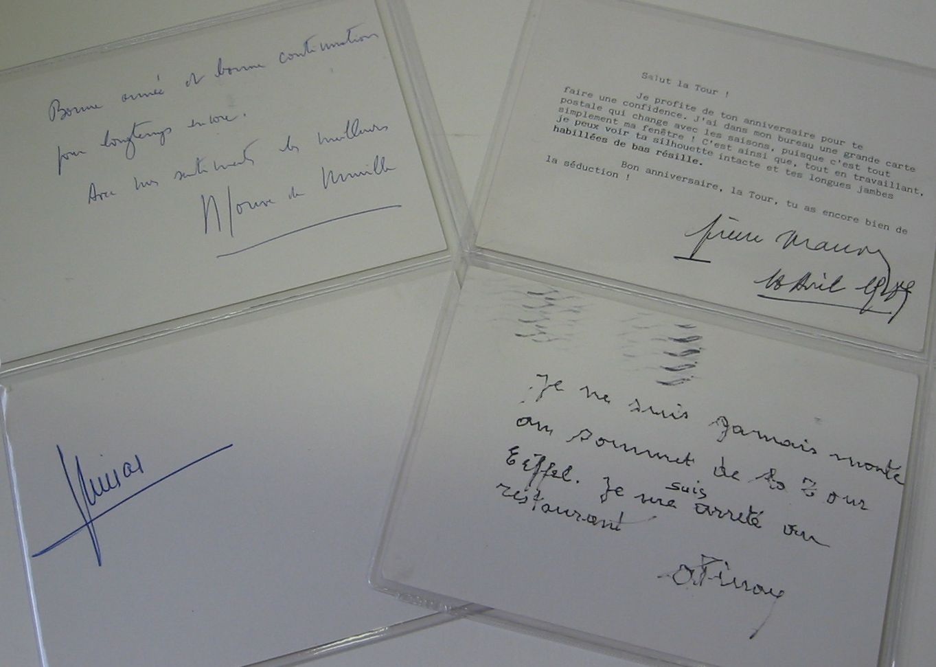 Appraisal: STATESMEN - FRENCH Group of four cards each Signed or