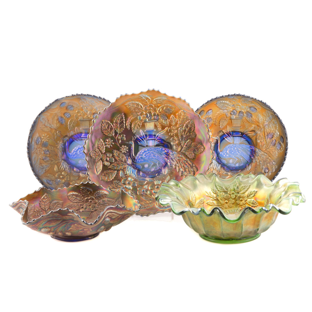 Appraisal: Five iridescent glass articles first quarter- th century in the