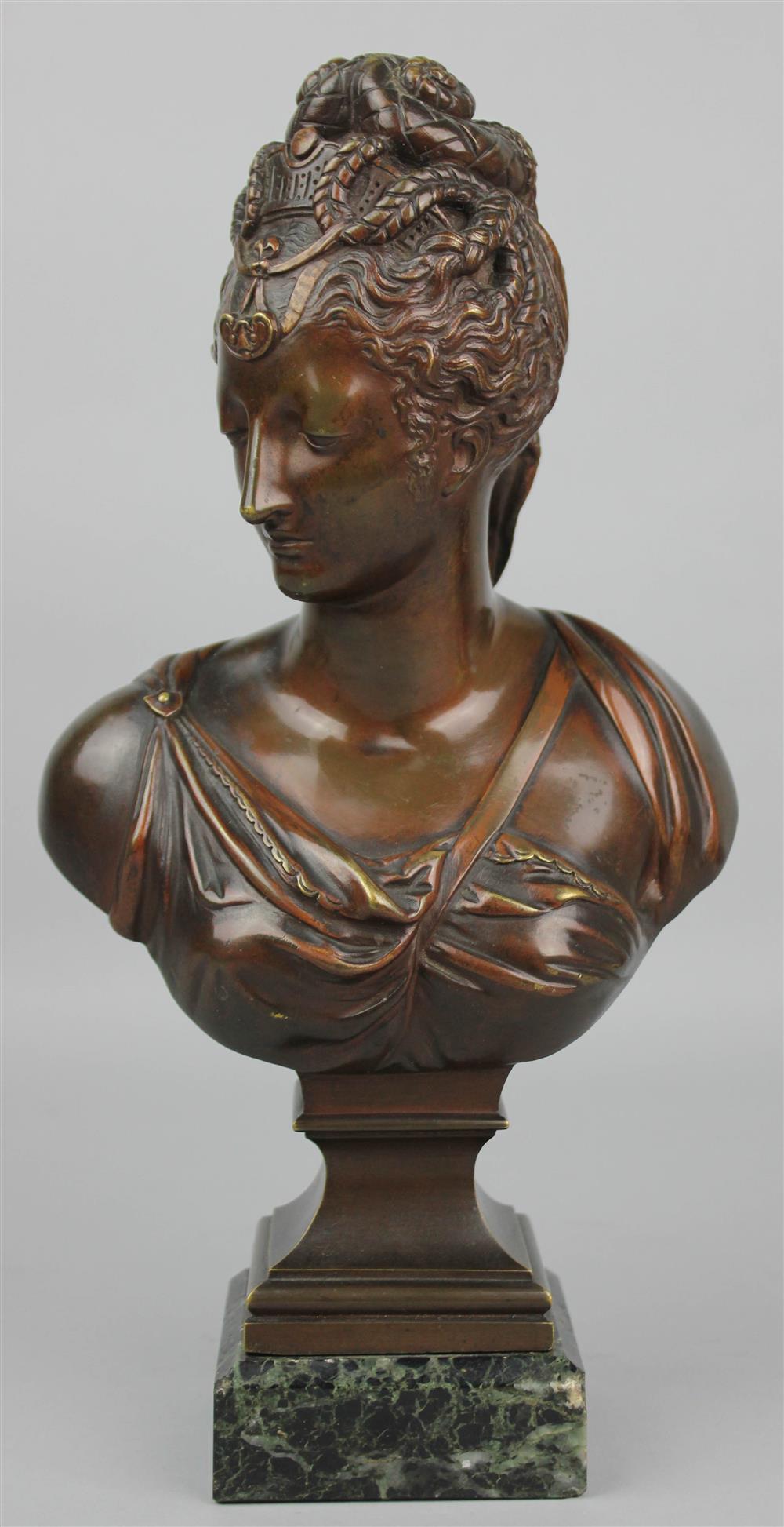 Appraisal: FRENCH BRONZE BUST OF DIANE DE POITIERS AFTER JEAN GOUJON