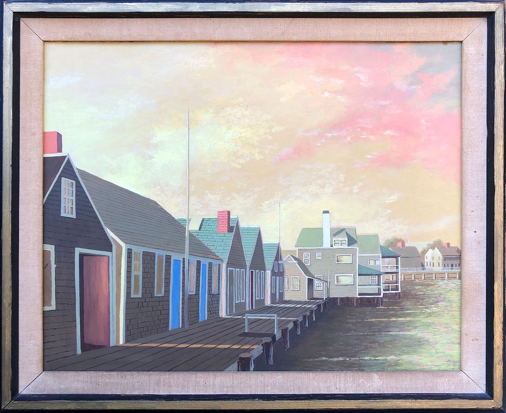 Appraisal: Paul Crosthwaite Oil on Masonite Old North Wharf Paul Crosthwaite