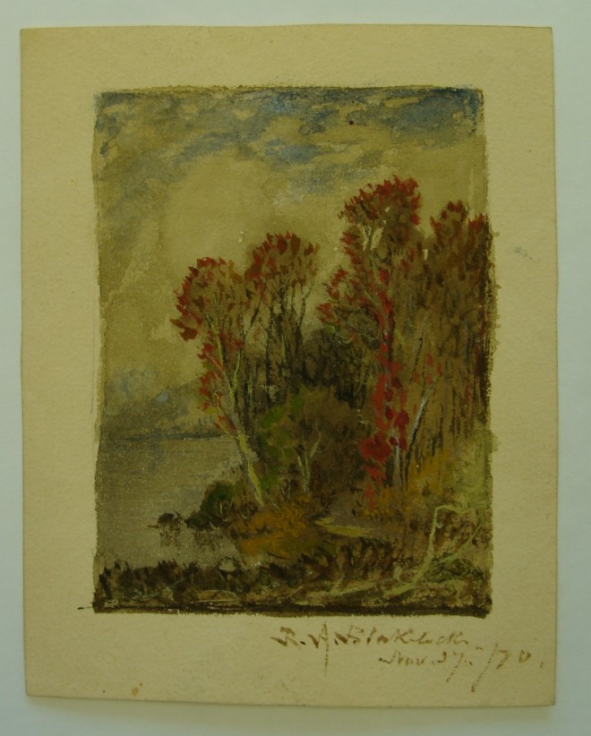 Appraisal: American - MINIATURE LANDSCAPE Watercolor Signed and dated R A