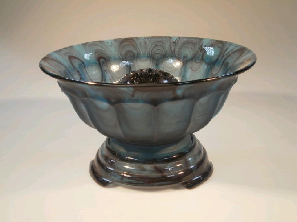 Appraisal: An Art Deco cloud glass pedestal bowl with rose centre