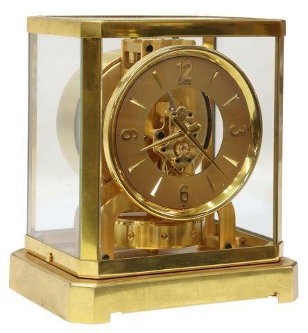 Appraisal: Swiss Atmos clock Jaeger-LeCoultre th c gilt-brass case with glazed