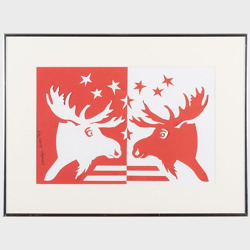 Appraisal: EDWINA SANDYS B AMERICAN MOOSEPaper cut-out signed 'Sandys' at left