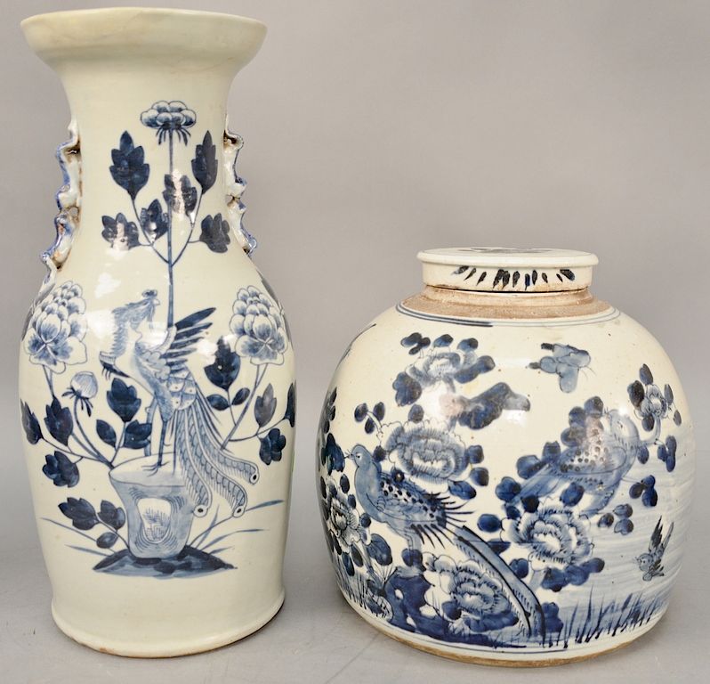 Appraisal: Two Chinese blue and white porcelain pieces to include large