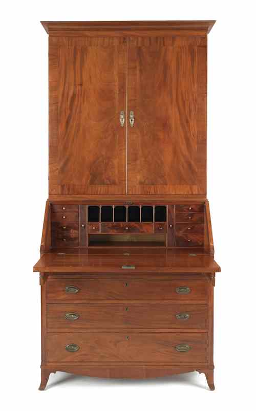 Appraisal: Pennsylvania Federal mahogany secretary ca with a bookcase upper section