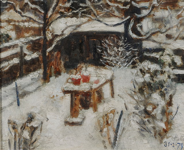 Appraisal: William Halle British - Garden in winter signed and dated