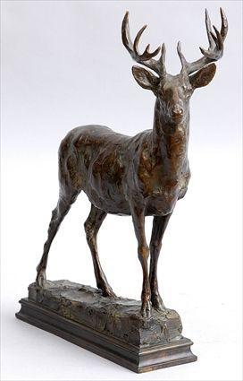 Appraisal: TIM SHINABARGER b BRONZE FIGURE OF A STAG Signed with