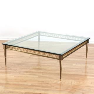 Appraisal: Quinet Poillerat style bronze steel coffee table Quinet Poillerat style