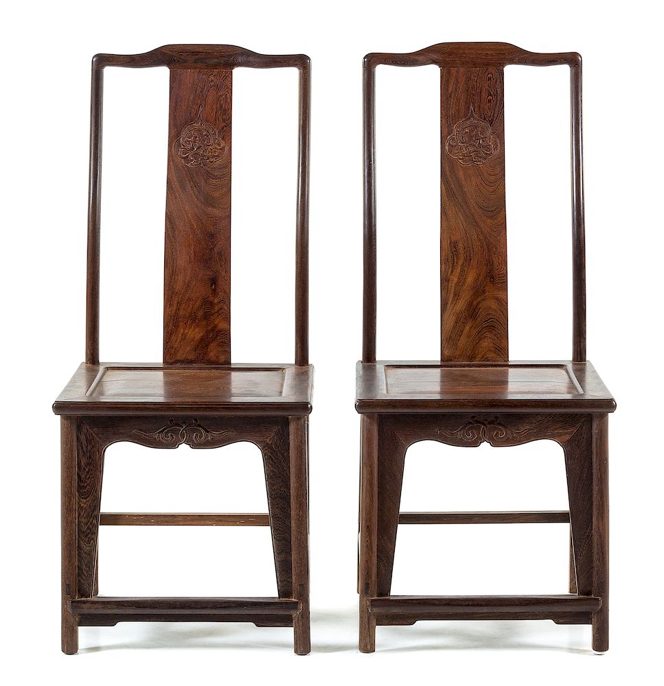 Appraisal: A Pair of Chinese Jichimu Yokeback Side Chairs Height x