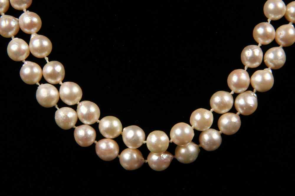 Appraisal: NECKLACE - One Vintage Double Strand of Creamy Pink Baroque