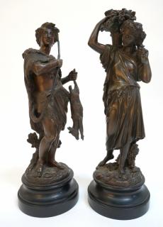 Appraisal: French Garniture Bronzes Signed By Emile Boyer French Garniture Bronzes