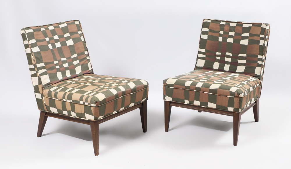 Appraisal: PAIR DILLINGHAM MID CENTURY LOUNGE CHAIRS Low lounge chairs with