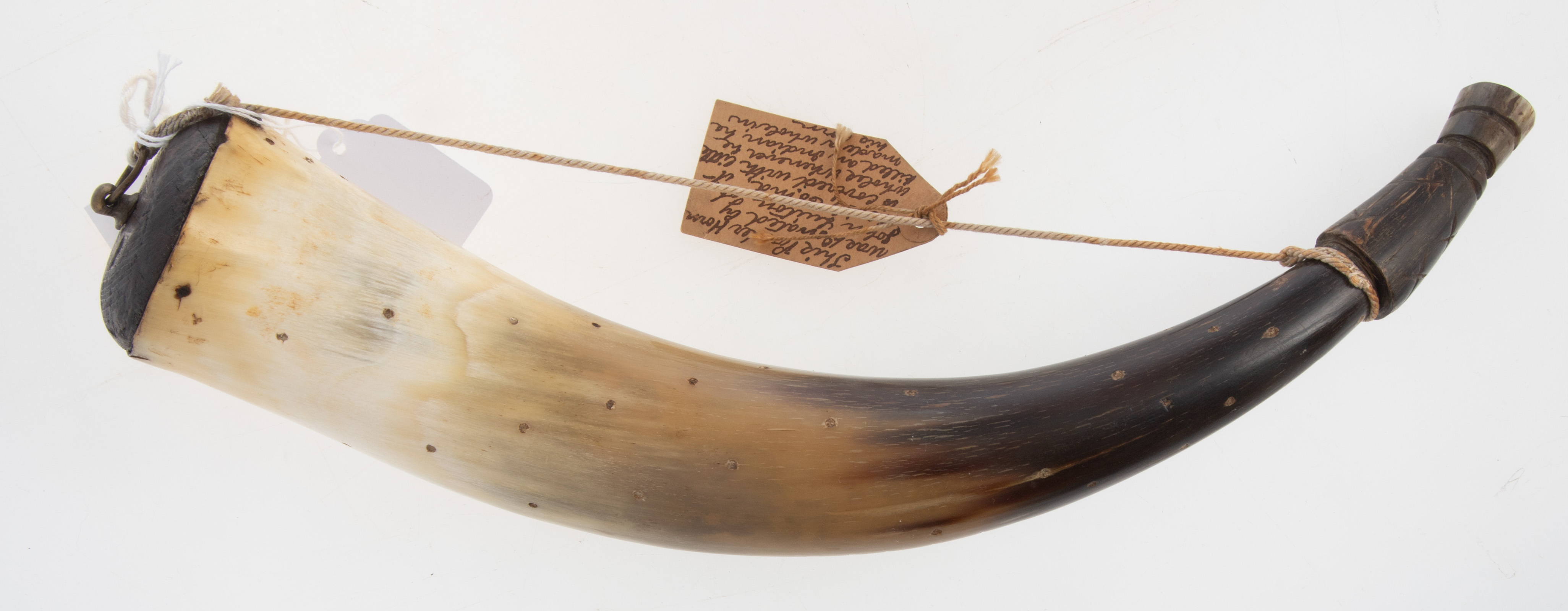 Appraisal: LARGE DECORATED POWDER HORN With note associating it with the