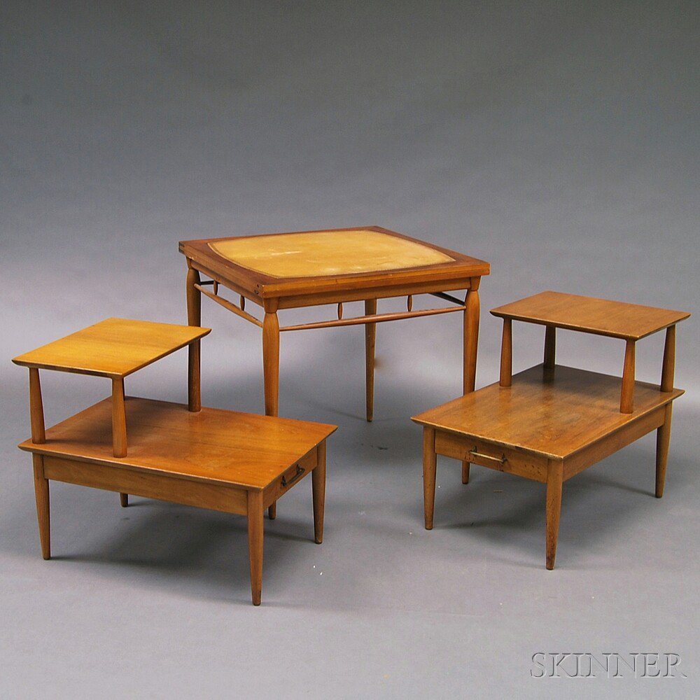 Appraisal: Three Heritage Henredon Walnut Furnishings a folding dining table with