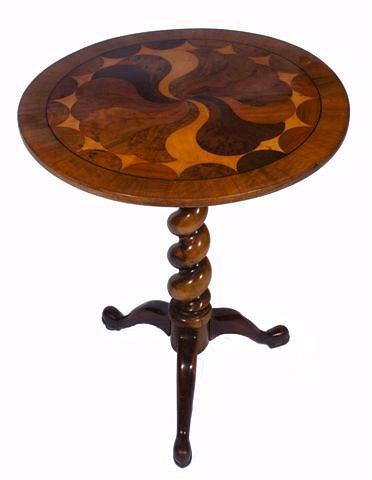 Appraisal: A TH CENTURY SHOW WOOD FAN INLAID CIRCULAR OCCASIONAL TABLE