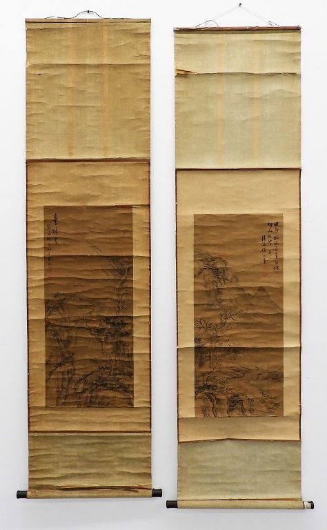 Appraisal: Chinese Mountainous Landscape Hanging Scrolls China th Century or earlier