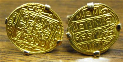 Appraisal: Pair of Persian gold coin cuff links th th century