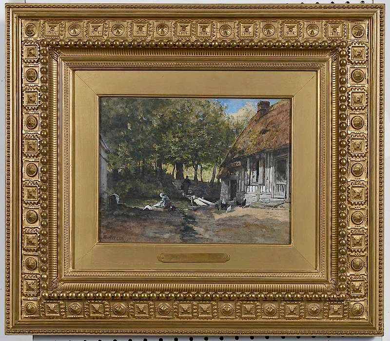 Appraisal: Emile Antoine Francois Herson French - Farmyard with Chickens signed