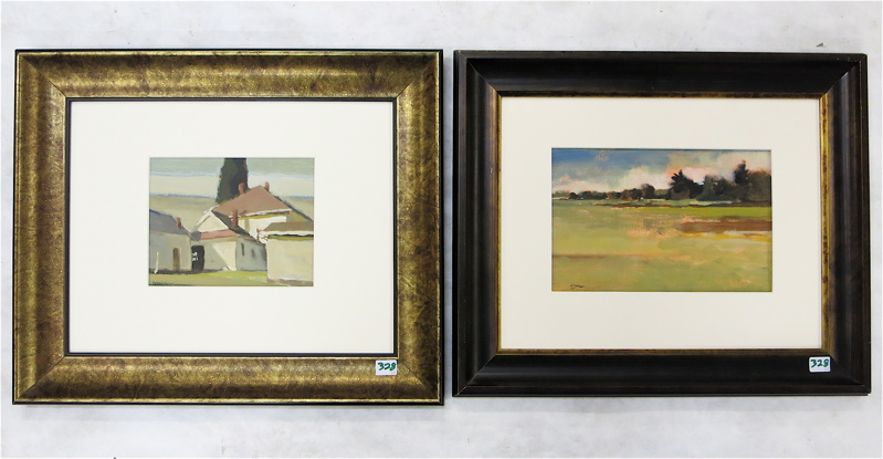 Appraisal: ROBERT SCHLEGEL TWO ACRYLICS ON PAPER Portland Banks Oregon st