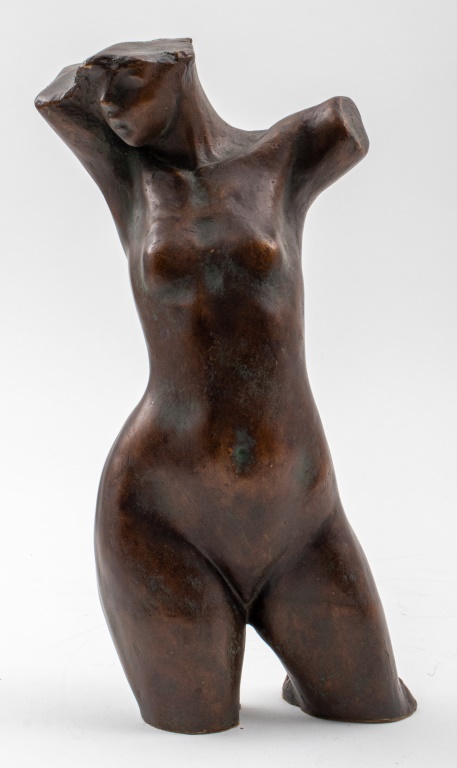 Appraisal: MODERN FEMALE TORSO BRONZE RESIN SCULPTURE Modern female torso sculpture