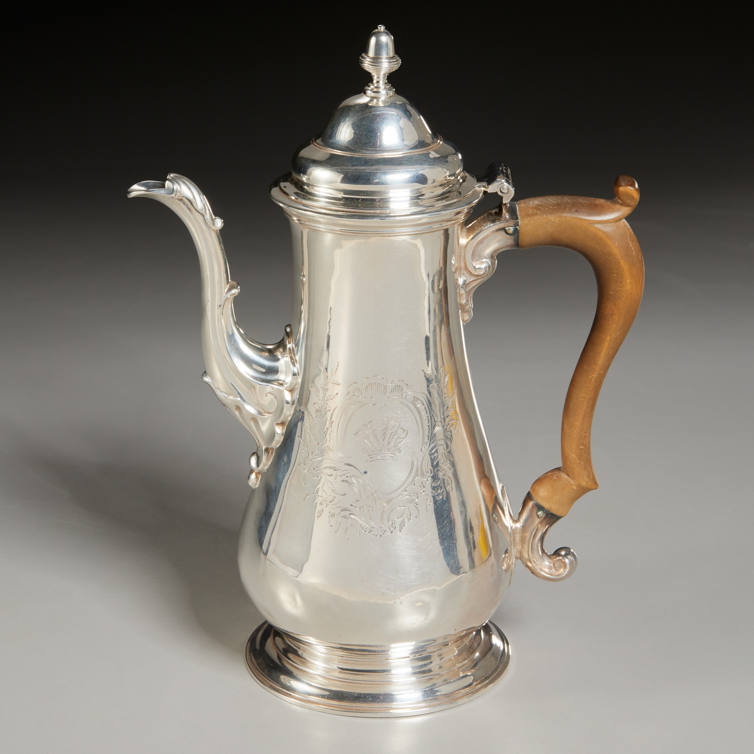 Appraisal: GEORGE II SILVER COFFEE POT THOMAS MOORE II London c