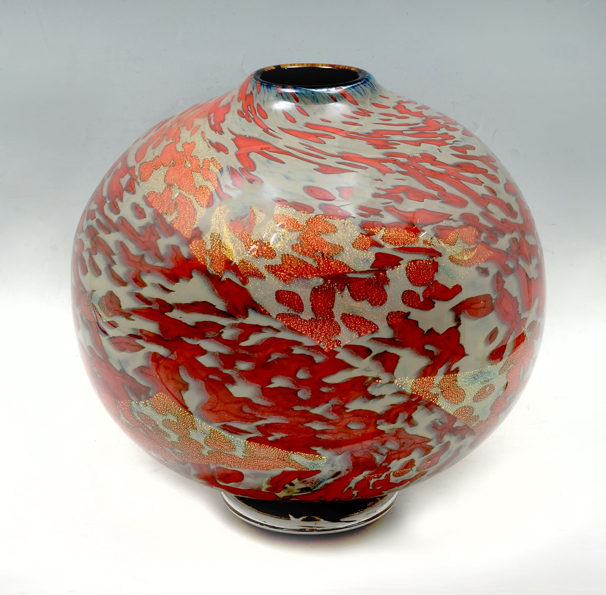 Appraisal: LARGE TIBITU ART GLASS MOTTLED VASE Large Tibitu art glass