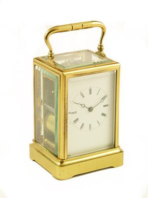 Appraisal: A French gilt brass one piece case carriage clock the