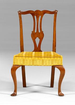 Appraisal: Chippendale mahogany side chair arched crest and pierced splat over-the-rail