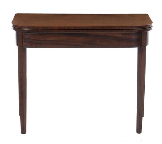 Appraisal: Hepplewhite mahogany games table circa hinged D-shaped top on square