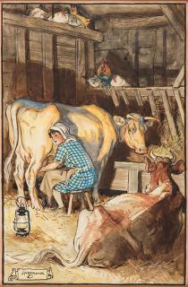 Appraisal: Milkmaid in Barn Brock Henry Matthew British - Milkmaid in