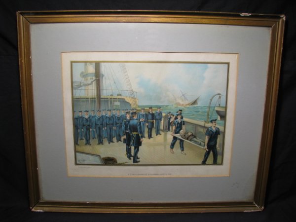 Appraisal: US Naval lithograph U S - SINKING OF ALABAMA -