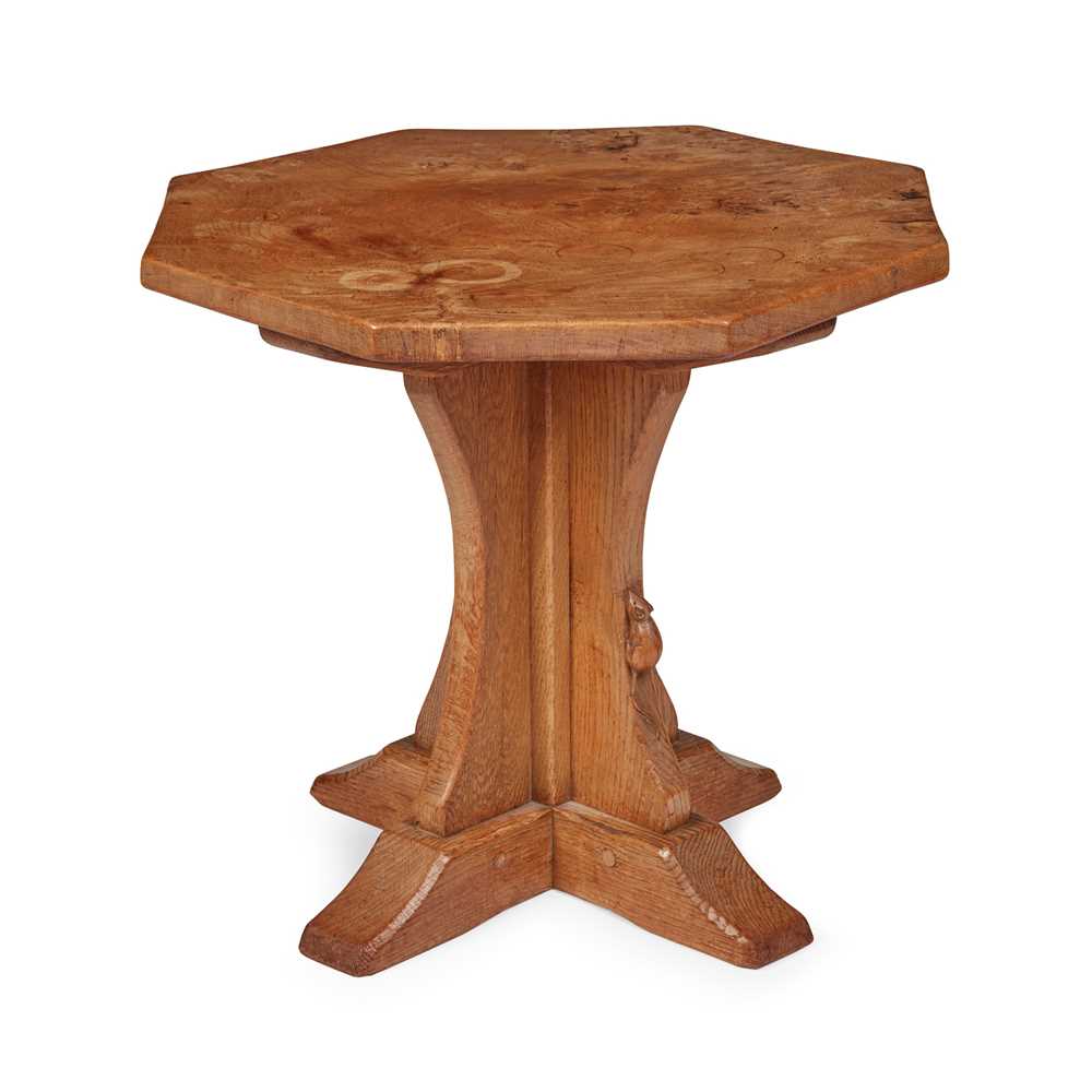 Appraisal: ROBERT 'MOUSEMAN' THOMPSON BRITISH - OCTAGONAL TABLE CIRCA - burr