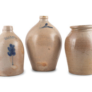 Appraisal: Three Stoneware Vessels th Century comprising an E L P