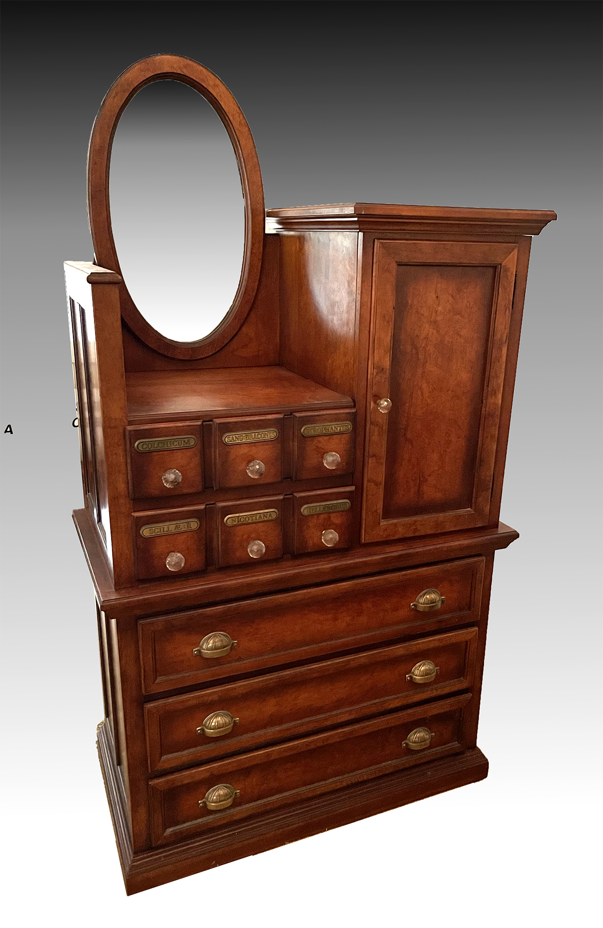 Appraisal: PULASKI APOTHECARY STYLE DESK CABINET - drawer single door apothecary