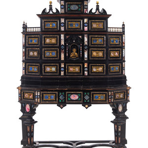 Appraisal: A Florentine Style Gilt Bronze and Specimen Marble-Mounted Ebonized Cabinet