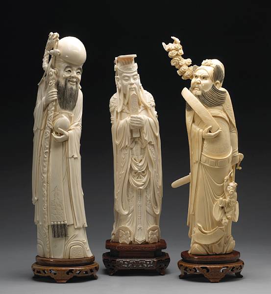 Appraisal: An ivory carving of a standing Shoulao th Century Shown