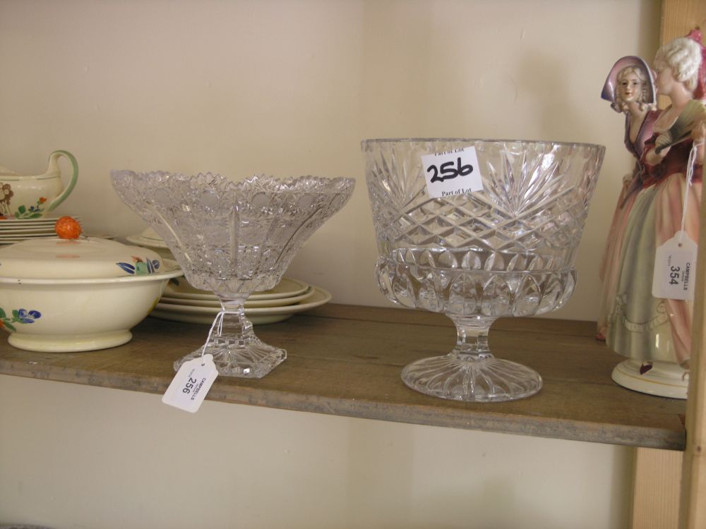 Appraisal: A cut glass fruit bowl on square pedestal base in