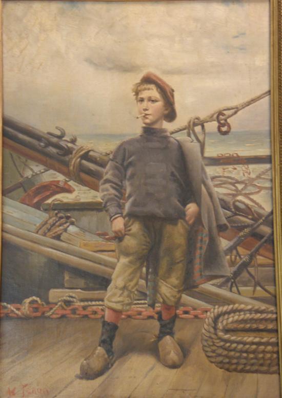 Appraisal: William Feron Swedish - full-length portrait of a young sailor