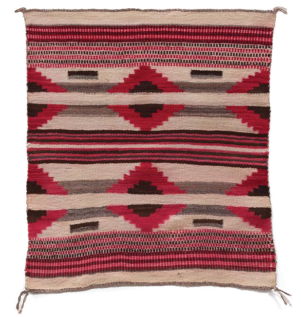 Appraisal: Navajo saddle blanket c striped design with diamond details in