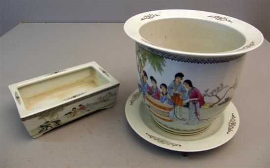 Appraisal: Chinese porcelain jardiniere th century enamelled in colours with ladies