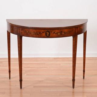 Appraisal: George III style painted demilune table th c in the