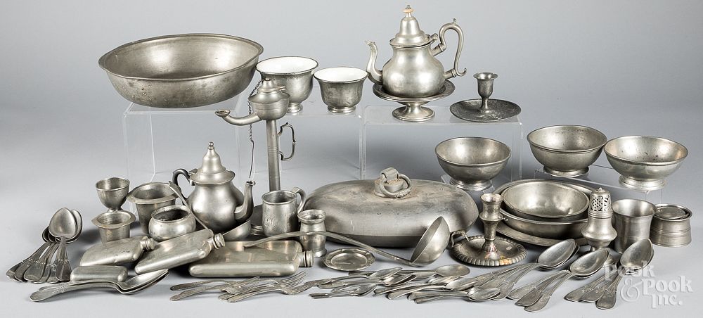 Appraisal: Large group of pewter th- th c Large group of