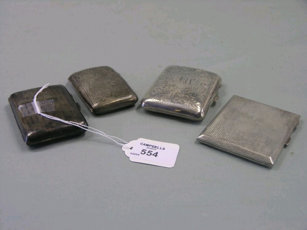 Appraisal: Four various silver cigarette cases approx oz total