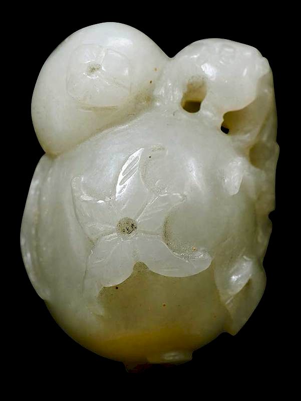 Appraisal: Jade Figure of Fruit with Small Dragon Chinese white jade