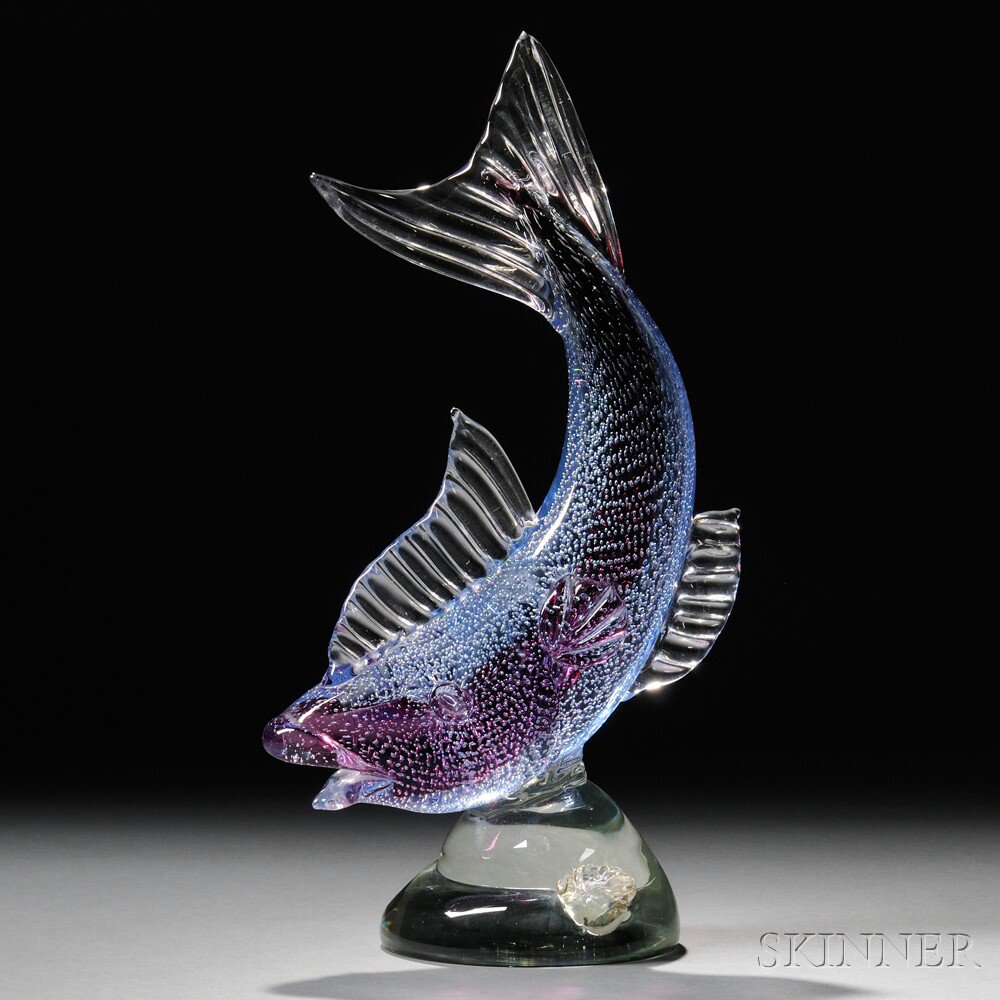 Appraisal: Fish Sculpture Attributed to Barbini Art glass Murano Italy c