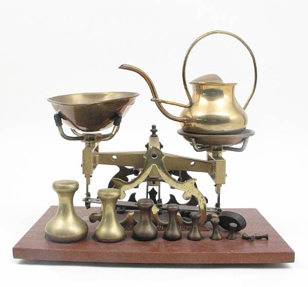 Appraisal: A set of English brass scales and weights height in