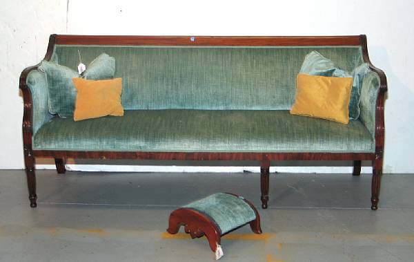 Appraisal: A Federal mahogany sofa together with a foot stool first