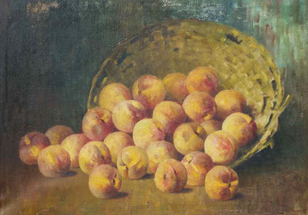 Appraisal: WOODRUFF Leonard American th C Still Life of Peaches OIL