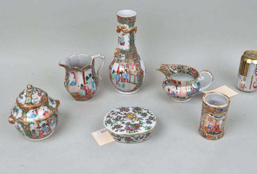 Appraisal: Group Six Chinese Rose Medallion Table Wares comprising two pitchers